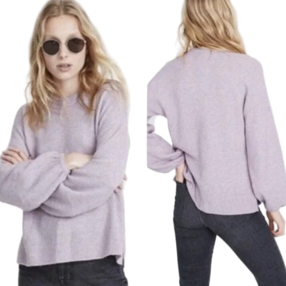 Madewell Payton Pullover Merino Wool Sweater XS Lilac Purple